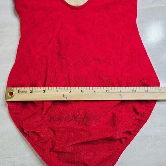 Vintage Roxanne One Piece Swimsuit Red Size 34B Small Ruched Beach Textured - Picture 14 of 15